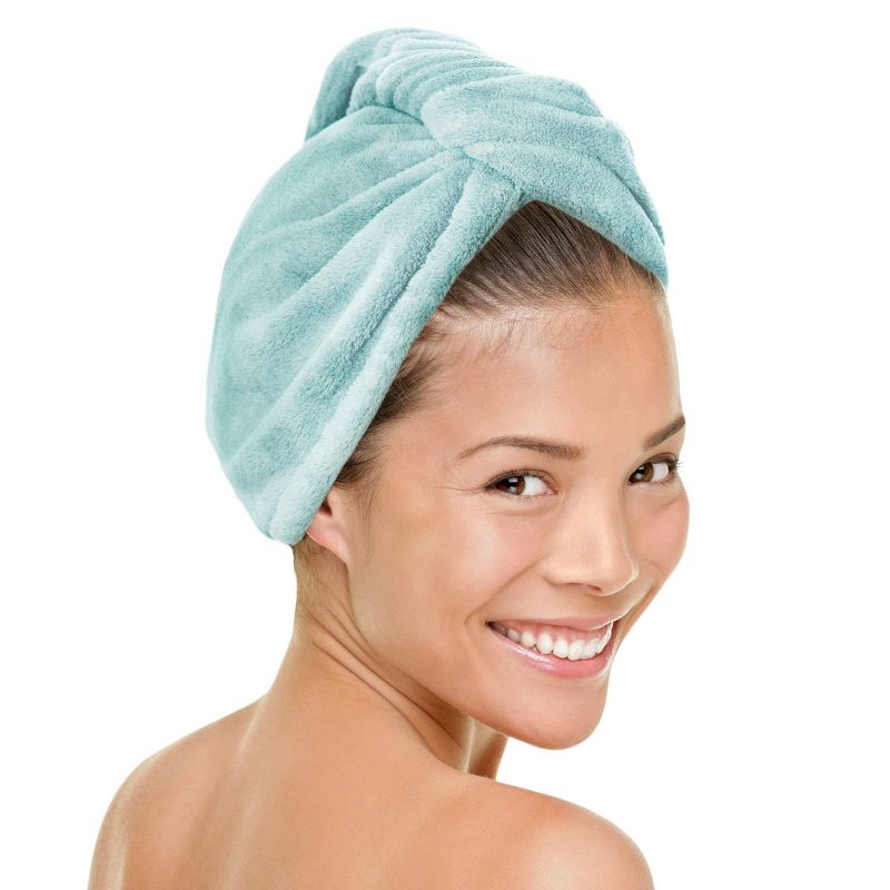MICRODRY 3pc Spa Gift Set Quick Drying Hair Turban &#38; Body Wrap with SoftLux Memory Foam Footies, 2 of 7
