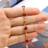 RMZ GOLD NYC 18K GOLD FILLED HIGH POLISH FINSH RED CRYSTAL ANKLE BRACELET - 2 of 3