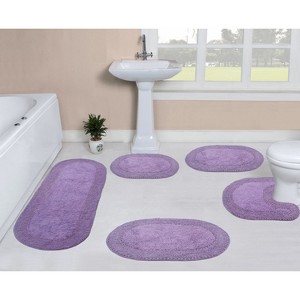 Home Weavers Double Ruffle Collection 100% Cotton Tufted Bathroom Rug Set, Non-Slip Latex Bath Rug Set - 1 of 4