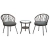 3-Piece Outdoor Patio Rattan Conversation Leisure Chairs Set with 2 Chair and Glass Coffee Table - 3 of 4