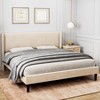 Whizmax Bed Frame with Wingback Headboard, Upholstered Bed Frame with Wood Slats, Sturdy Support Feet, No Box Spring Needed, Easy Assembly - 3 of 4