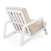Gulches Patio Lounge Club Chair White Acacia Wood Frame with Beige Weather-Resistant Cushion, Adirondack Style, 400lbs Capacity - 4 of 4