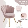 Pink velvet decorative chair with gold metal legs, powder room vanity chair, living room upholstered guest chair - 2 of 4
