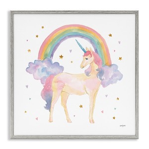 Stupell Industries Kids Nursery Unicorn Watercolor Black Framed Giclee Art - 1 of 4