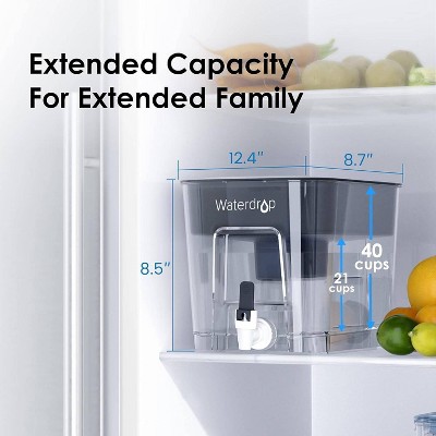 Waterdrop 40-Cup Large Clear and Black Water Filter Dispenser
