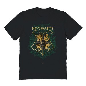 Harry Potter Men's Four Houses Mascto Emblem Short Sleeve Graphic Cotton T-Shirt - 1 of 3
