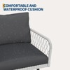 Garnee 3 Pieces Patio Bistro Set, Outdoor Wicker Set with Coffee Table, All-Weather Rattan Balcony Furniture for 3 with Table & Cushions - 4 of 4