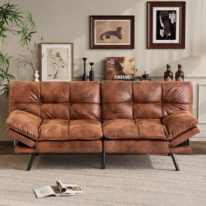 Dyonery 71" Convertible Futon Sofa Bed,Modern Linen Futon Couch with Detachable Cushion,Adjustable Backrest & Armrest - 1 of 4