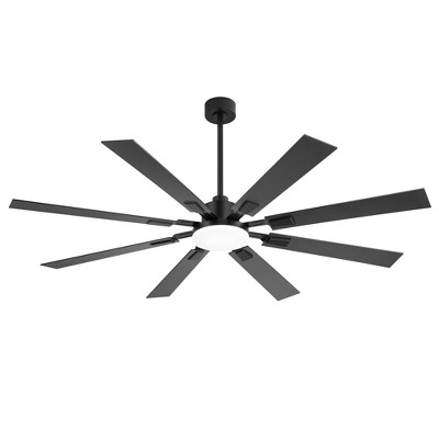 Airsurfer 72" Windmill Matte Black Ceiling Fan with Color-Changing LED Light, 8-Blade, Remote Included