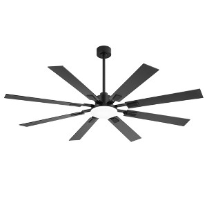 Airsurfer 72" Windmill Matte Black Ceiling Fan with Color-Changing LED Light, 8-Blade, Remote Included - 1 of 4