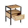 NicBex 1 Drawer Nightstand with Rattan Woven Door Panels,Bedside Table with Aluminum Alloy Handle and Metal Legs,Side Table for Bedroom - 2 of 4