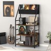 HDZNVF Record Player Stand With Vinyl Storage, 3 Tier Vinyl Records Display Turntable Shelf Holds Up To 400 Albums Brown - 2 of 4