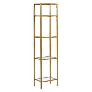 73" Aimee Narrow Etagere - Crosley: Modern Luxury Glass Shelf Unit, Powder-Coated Steel Frame, 4-Tier - 1 of 4