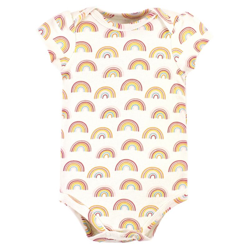 Hudson Baby Infant Girl Cotton Bodysuit, Pant and Bib Set, Sunshine Rainbows, 4 of 6