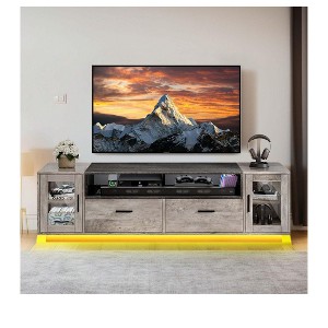 TV Stand 65/70 inch TV ,LED TV Entertainment Center with Power Outlets and   Storage Cabinet ,Modern TV Console for Living Room - 1 of 4
