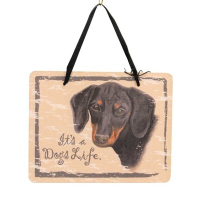 This Little Piggy 3.5 Inch Dachshund Black & Tan Plaque Dog's Life Ornament Tree Ornaments