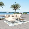 Chic Crate-8-Piece Patio Sectional Sofa – Tempered Glass & Wooden Coffee Table | Beige/White Steel | Multi-Use - 2 of 4