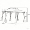 Spacious outdoor gazebo with double-tier roof, removable mesh sides, and rust-resistant steel frame for backyard and garden use-Coolbibila - 4 of 4