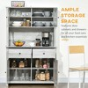 63.5" Kitchen Buffet with Hutch, Pantry Storage Cabinet with 4 Shelves, Drawers, Framed Glass Doors, Open Microwave Countertop - 4 of 4