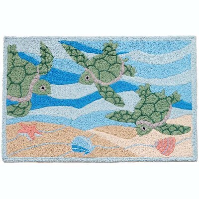 Jellybean Turtles Swimming Rug – Charming Indoor & Outdoor Accent Mat, 20" X 30"