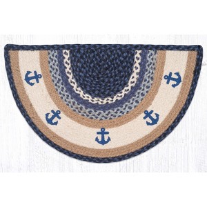 Earth Rugs Nautical Anchor Printed Slice Jute Rug 18"x29" - 1 of 3