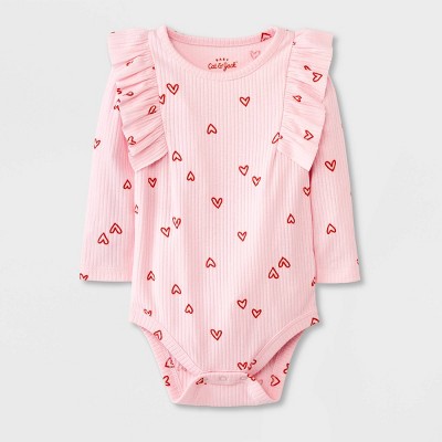 Baby Girls' Ribbed Ruffle Bodysuit - Cat & Jack™ Light Pink 0-3M