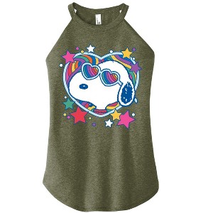 Women's - Peanuts - Snoopy Groovy Heart Graphic High Neck Tank - 1 of 4