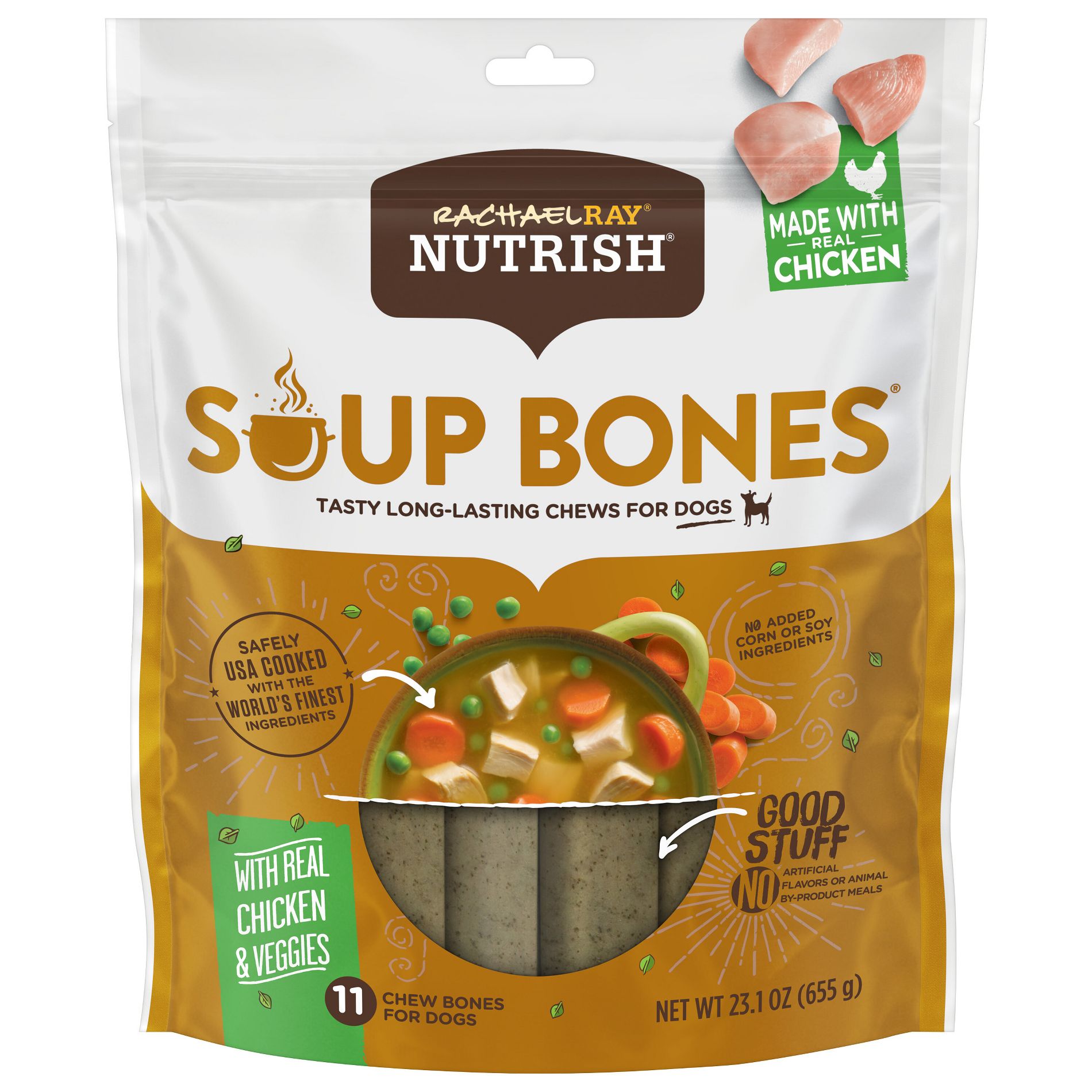 Rachael Ray Nutrish Soup Bones Real Chicken & Vegetable Chewy Dog Treats  - 23.1oz/11ct