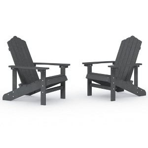 vidaXL Adirondack Chair Outdoor Adirondack Lawn Chair for Patio Porch HDPE - Anthracite Armchair (2 pcs) - 1 of 4