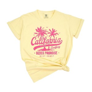 Simply Sage Market Women's California Beach Paradise Short Sleeve Garment Dyed Tee - 1 of 3