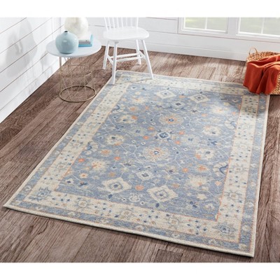 Aegean Medallion 27" Blue Wool Blend Runner Rug