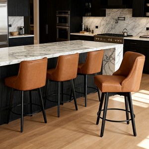 Dyonery Bar Stools Set of 3,Counter Height Stools, 26"Modern Barstools with Metal Legs and Footrest,Armless Counter Chairs with Back for Kitchen - 1 of 4