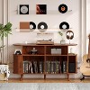 CuisinSmart 55'' Large Record Player Stand with Vinyl Storage & Charging Station, Fluted Turntable Stand with Sliding Doors, for Living Room Bedroom - 3 of 4