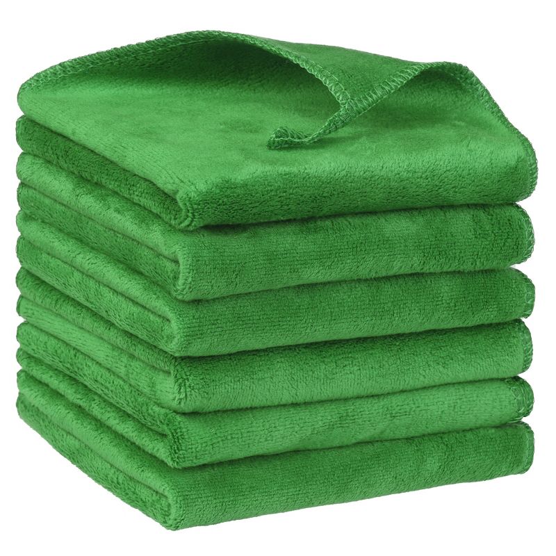 Unique Bargains Dishwashing Cleaning Microfiber Thick Absorbent Kitchen Towels 12" x 12" 6 Pcs, 1 of 7