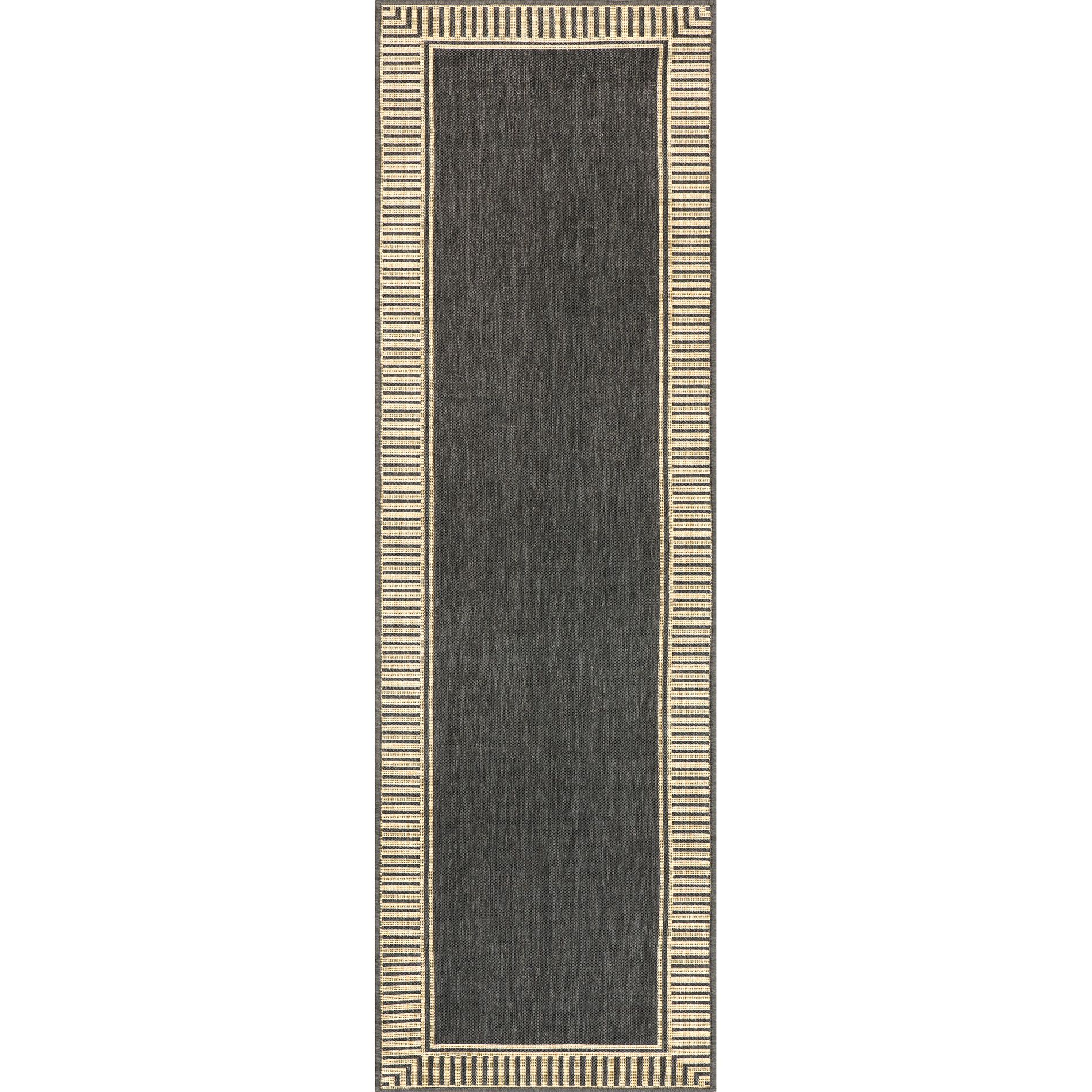 Nuloom Asha Striped Border Stain Resistant High Traffic Outdoor Area Rug
