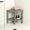 JONATHAN Y Maris 18" Classic Coastal Solid Acacia Wood Indoor/Outdoor Corner Shower Bench with Shelf - 2 of 4
