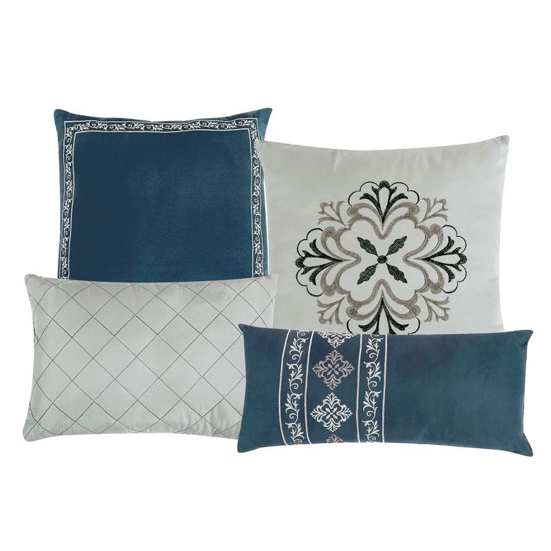 Esca Levana Elegant & Luxurious 7pc Comforter Set:1 Comforter, 2 Shams, 2 Cushions, 1 Decorative Pillow, 1 Breakfast Pillow, 3 of 6