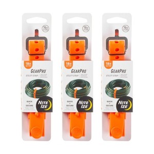 Nite Ize GearPro Utility Strap - Durable All-Purpose Utility Strap with Aluminum Buckle - UV-Resistant & Stretchy Strap - 18", Bright Orange (3 Pack) - 1 of 4