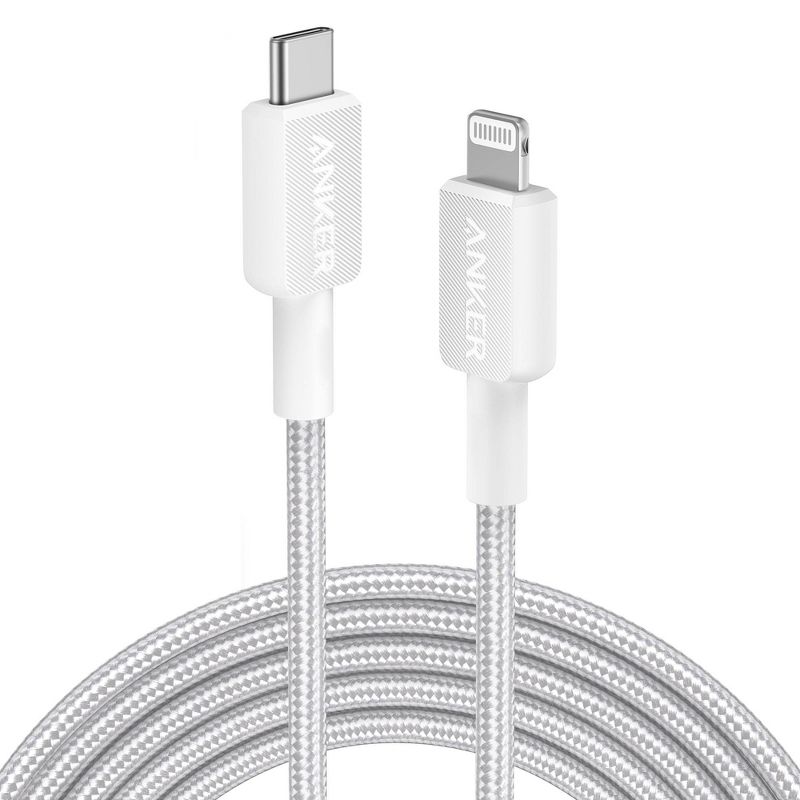 Anker 10&#39; Braided Lightning to USB-C Fast Charging Cable - White, 3 of 10