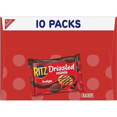 RITZ Drizzled Minis Fudge Crackers Snack Pack Lunch Snacks - 9oz/10ct