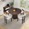 Sapphtopaz 47.24" Round Dining Table Kitchen Table Modern Wood Dining Table with Sturdy Cylindrical Base for Kitchen, Small Spaces - 3 of 4