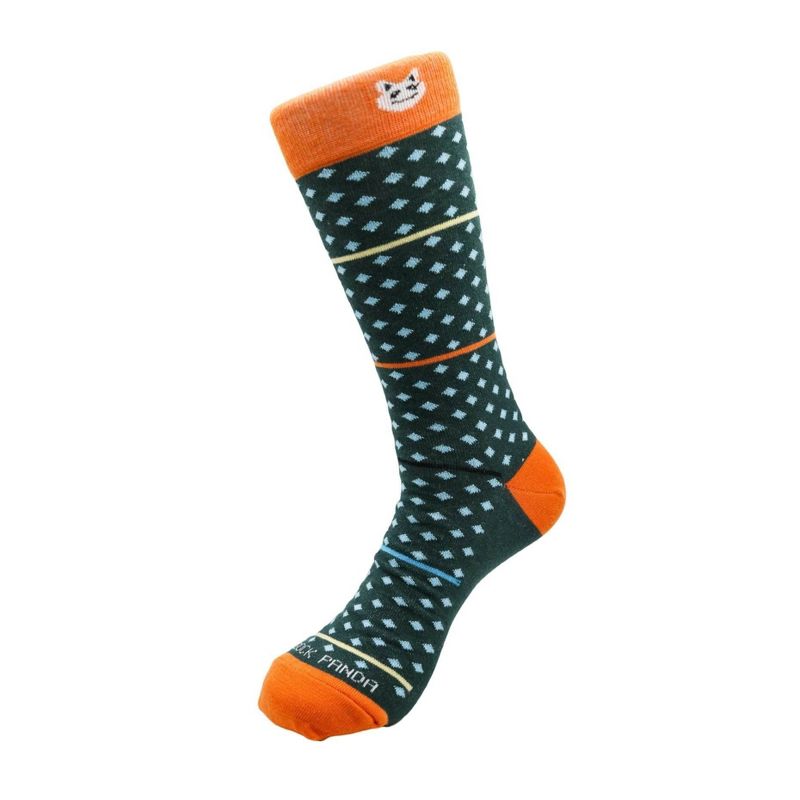 Dark Olive Green with Blue Diamonds Patterned Office Socks from the Sock Panda (Men's Sizes Adult Large), 3 of 5