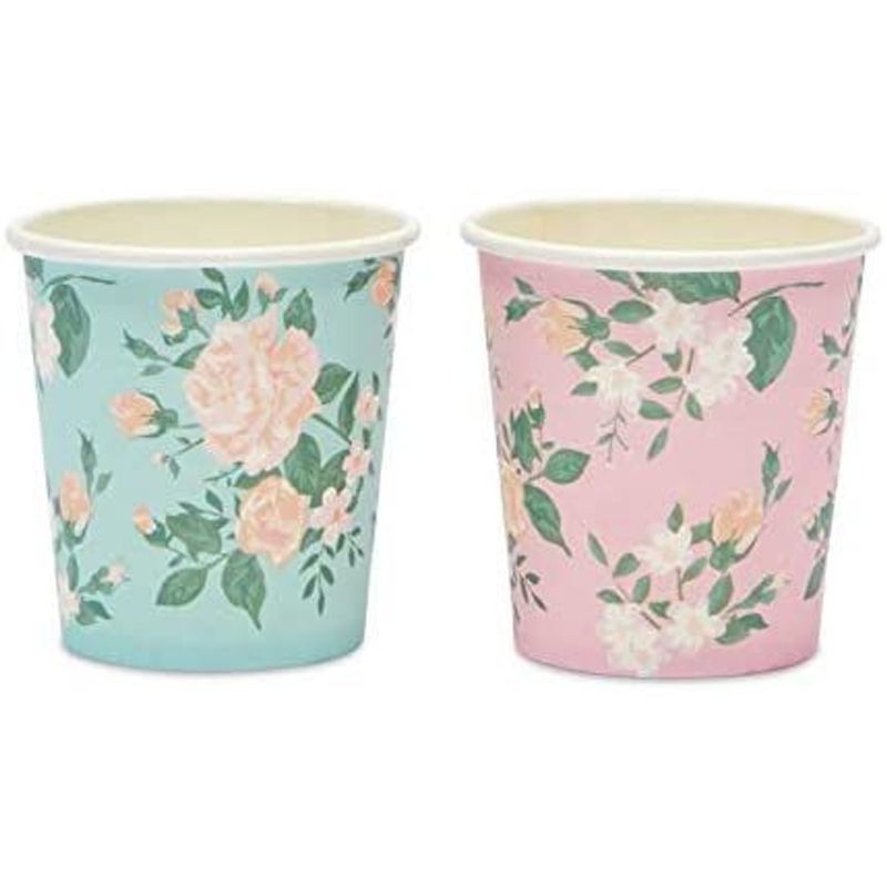 Sparkle and Bash 100 Pack Floral Disposable Paper Bathroom Cups, Espresso Cups, 2 Designs, 4 oz, 3 of 6