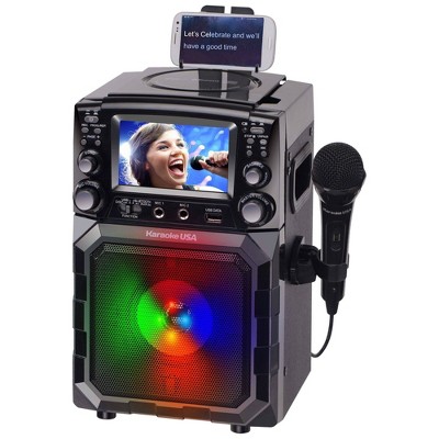 Portable Black Karaoke Machine with LED Lights and 4.3" Screen