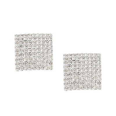 SOHI Women's Silver Bling Stud Earrings