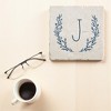 Personalization Mall Farmhouse Floral Personalized Letter Tumbled Stone Coaster Set - 2 of 4