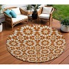 Orange Beige And Copper Floral Medallion Washable Indoor Outdoor Area Rug - 2 of 4