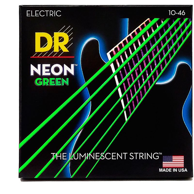 DR Strings NEON Hi-Def Green SuperStrings Medium Electric Guitar Strings, 1 of 6
