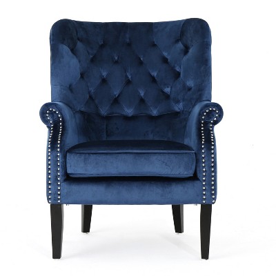 GDFStudio Wilkes Modern Velvet Upholstered Tufted Club Chair with Nailhead Accents