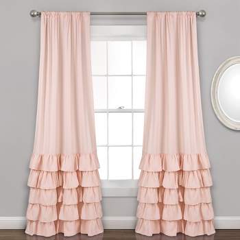 Home Boutique Allison Ruffle Window Curtain Panels Blush 40x95 Set